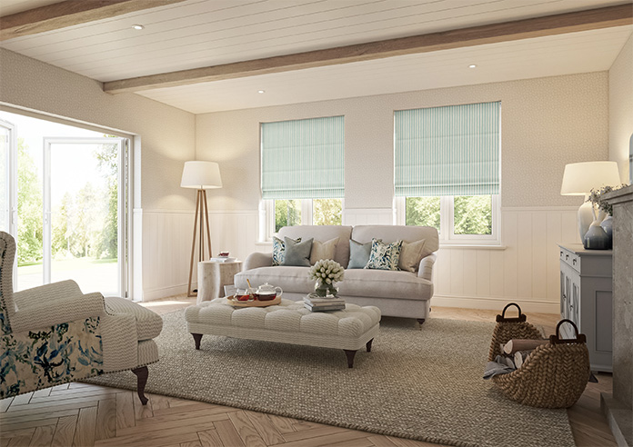 Vintage Stripe, Aqua - Motorised Roman Blind - Image 6